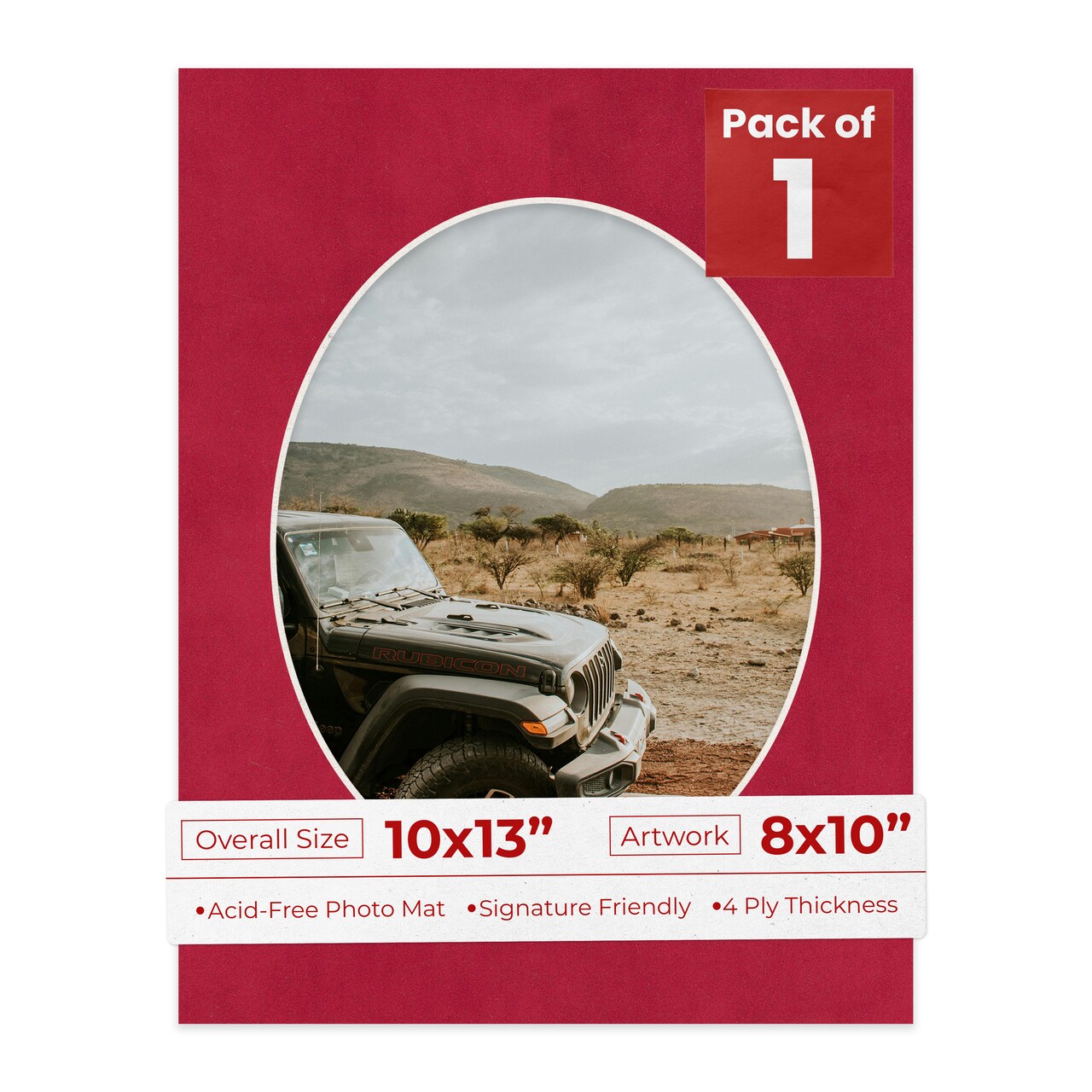 Red Suede Mat Board for 10x13 Frames - Oval Opening for 8x10 Photos